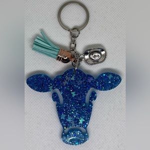 Epoxy Resin Cow Keychain
